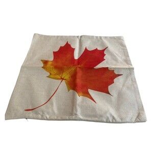 Throw Pillow Cover 17.5 x 17.5 Autumn Maple Leaf Fall Orange Yellow Cream